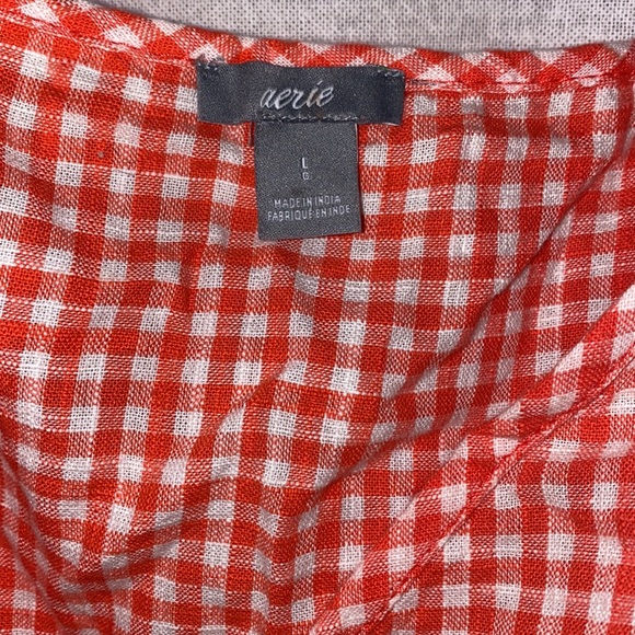 Aerie Red Gingham Mini Wrap Dress - Picture 4 of 7